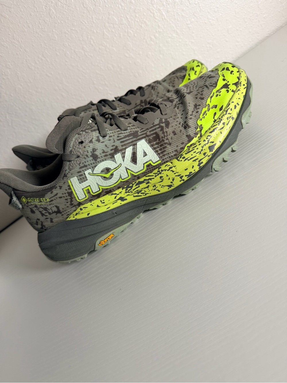 Hoka Gray & Neon Yellow Trail Running Shoes